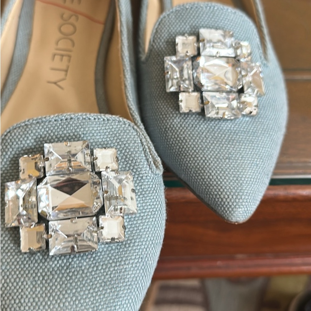 Sole Society Blue Flats with Crystal Embellishments